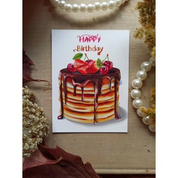 Мини-открытка "Торт. С днем рождения"