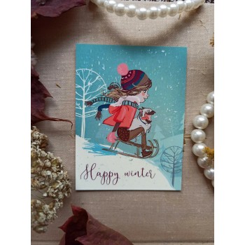 Мини-открытка "Happy winter"