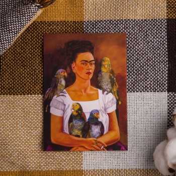 Открытка "Автопортрет с попугаями" Фрида Кало